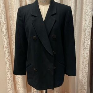 Vintage Christian Dior double breasted Black Wool Evening Jacket 10 pure wool